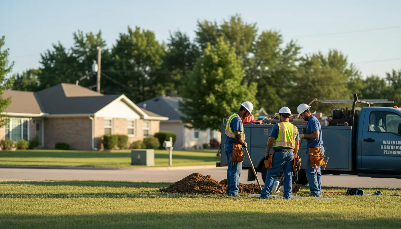 Residential water line and bathroom plumbing service in Linden, IN